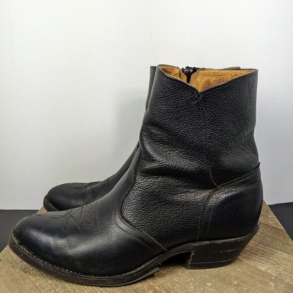 Boulet men's cowboy boot 1863 Western dress boot side zipper SZ 9 3E wide - Picture 3 of 9